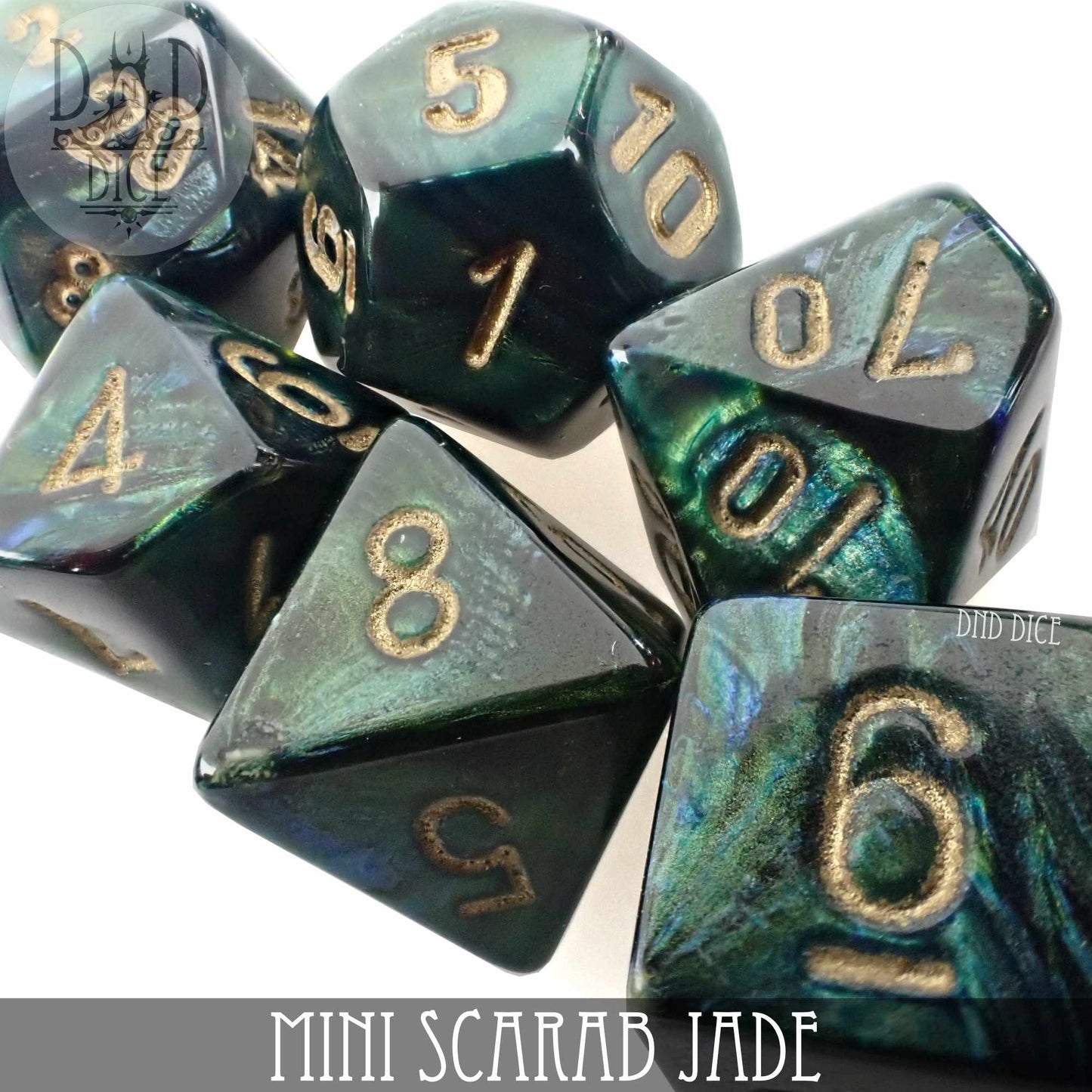 Mini Scarab Jade Dice Set (10mm)