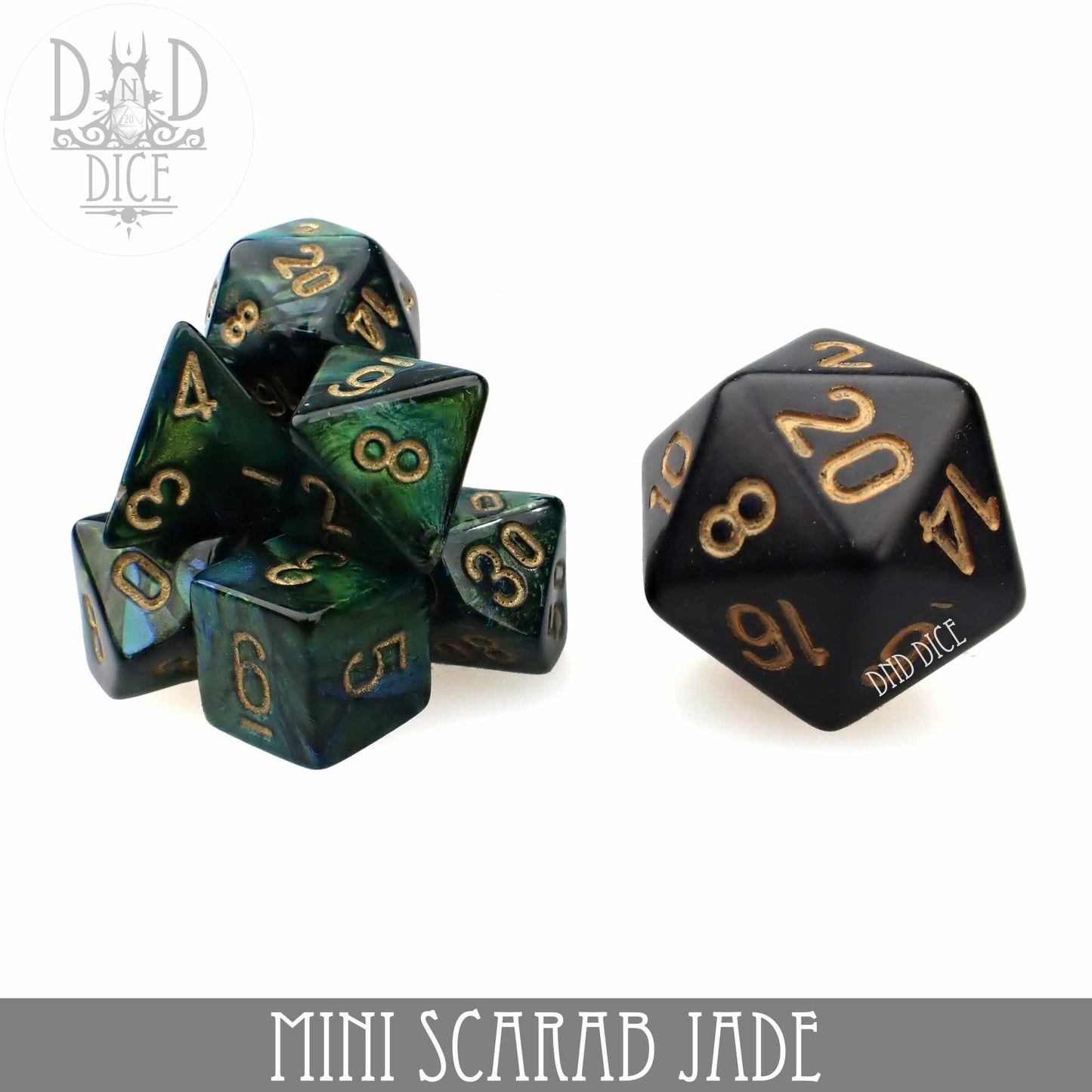 Mini Scarab Jade Dice Set (10mm)