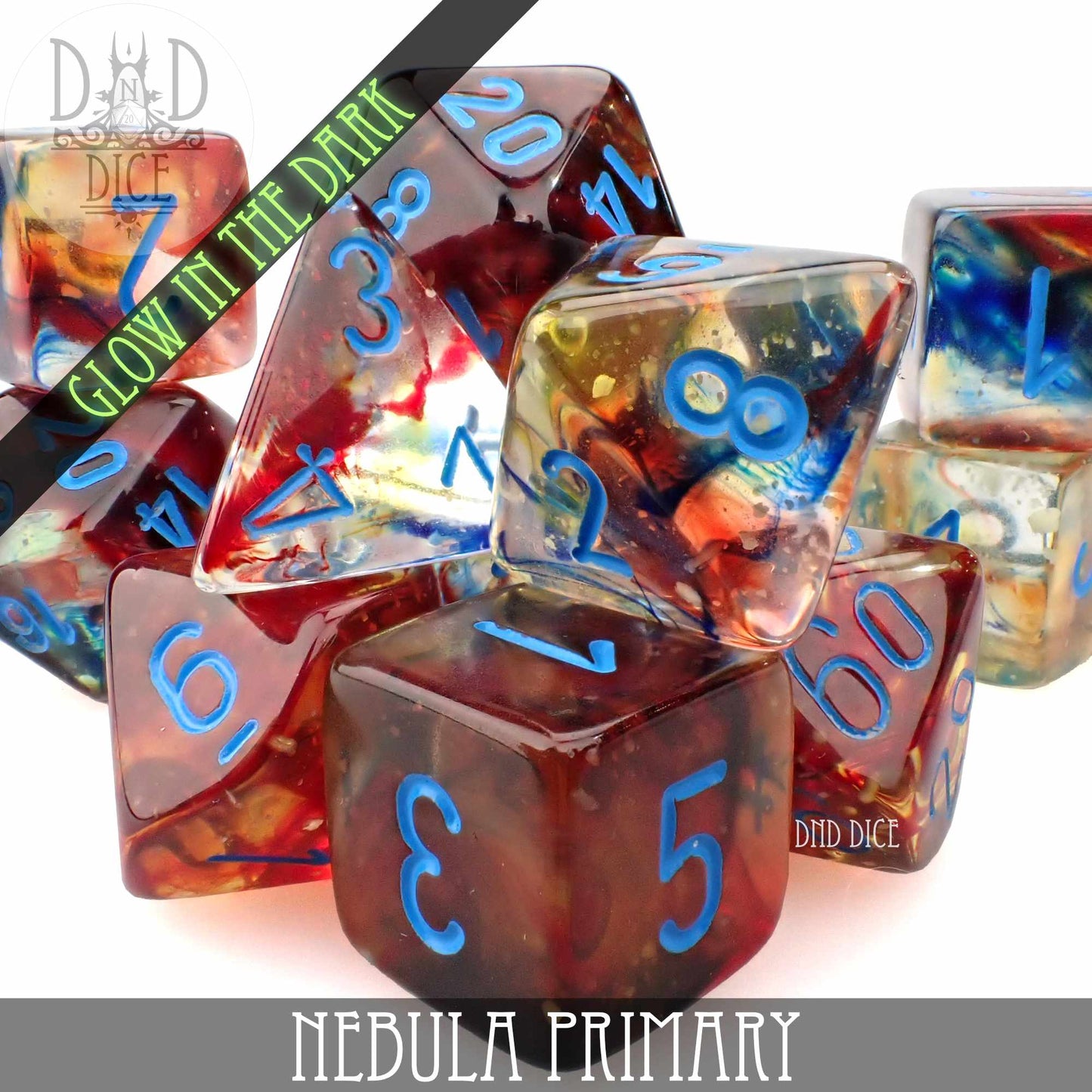 Nebula Primary 7 or 11 Dice Set (Glow)