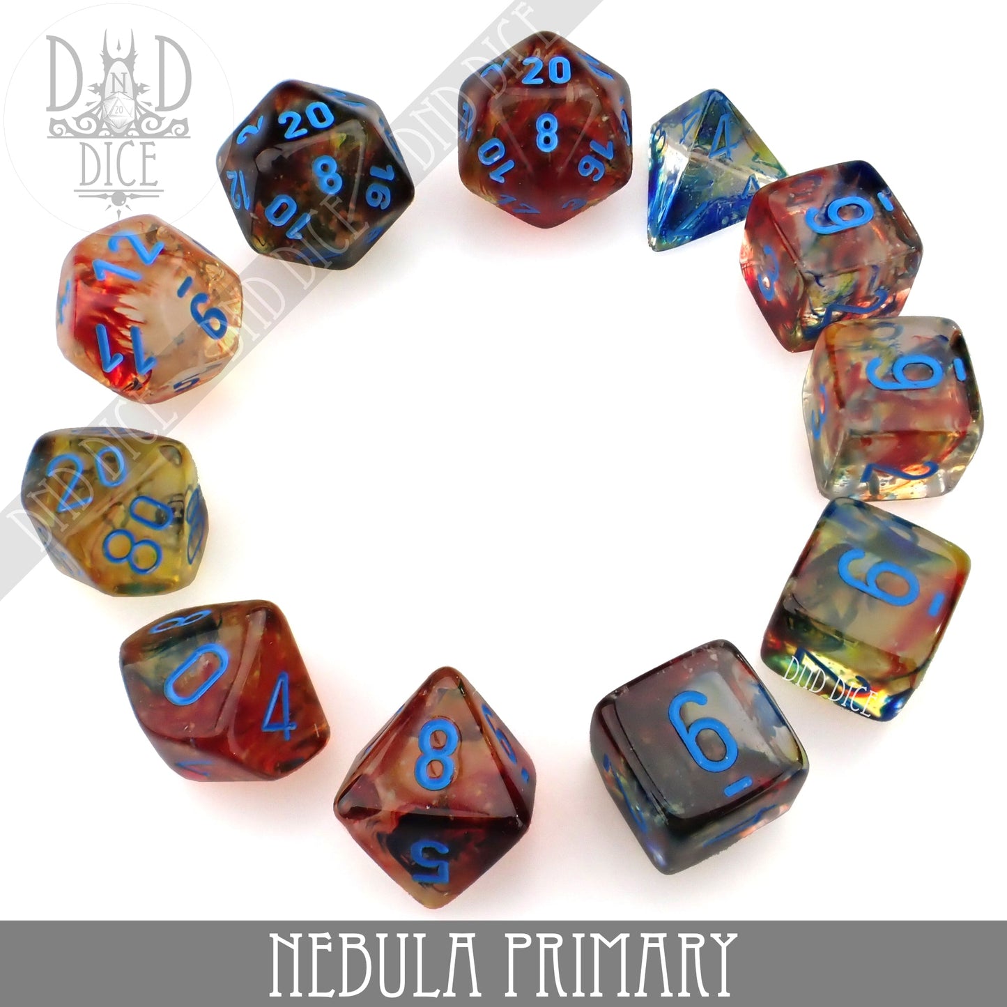 Nebula Primary 7 or 11 Dice Set (Glow)