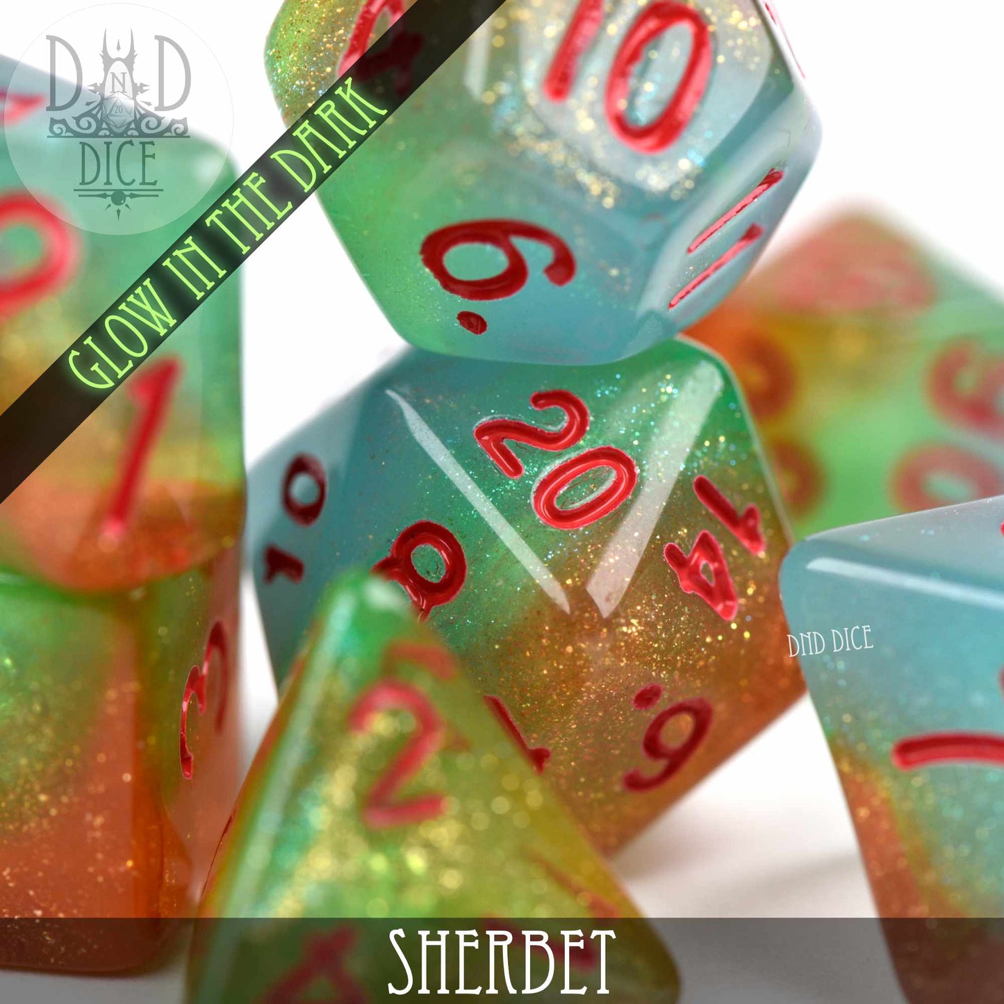 Sherbet Glow in the Dark Dice Set