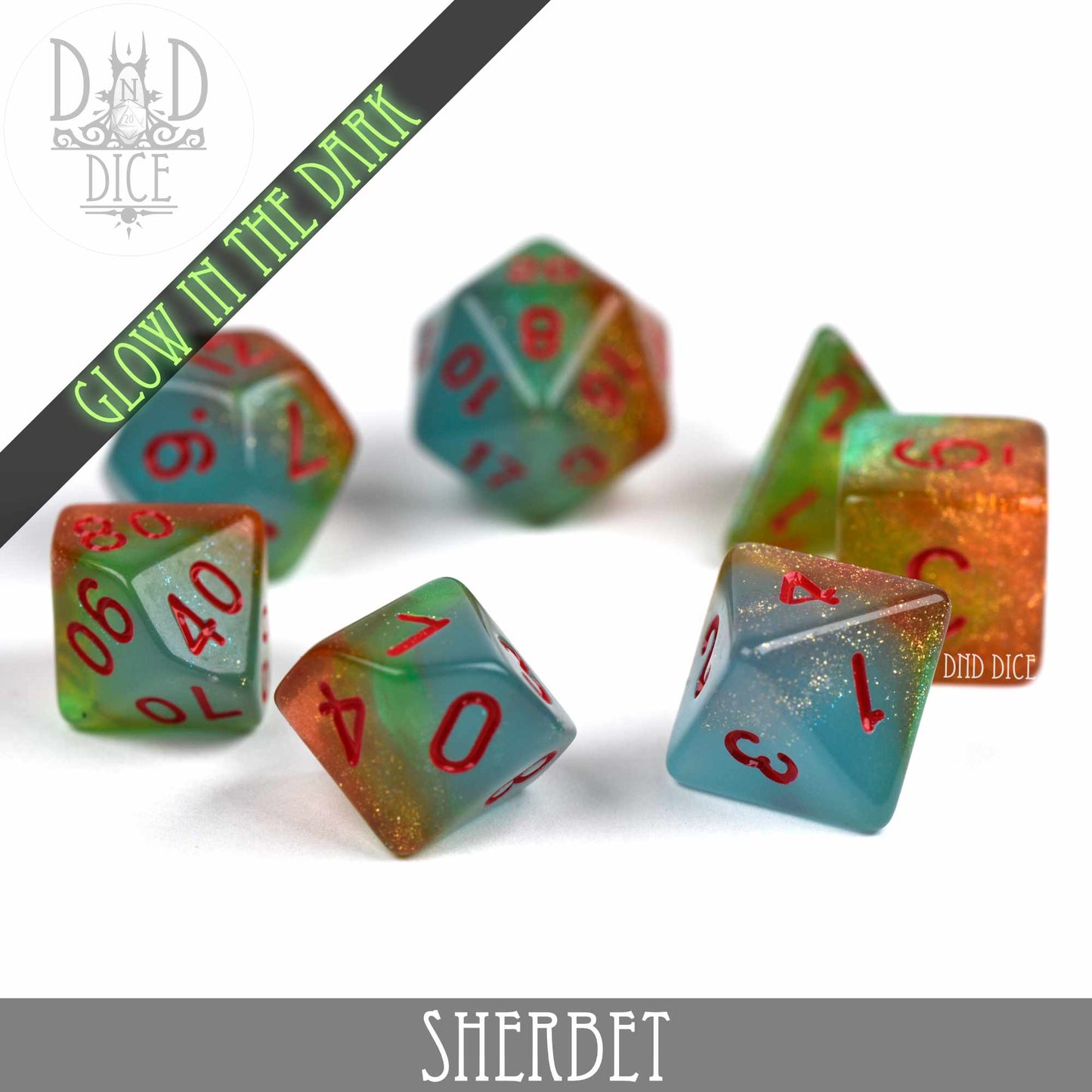 Sherbet Glow in the Dark Dice Set