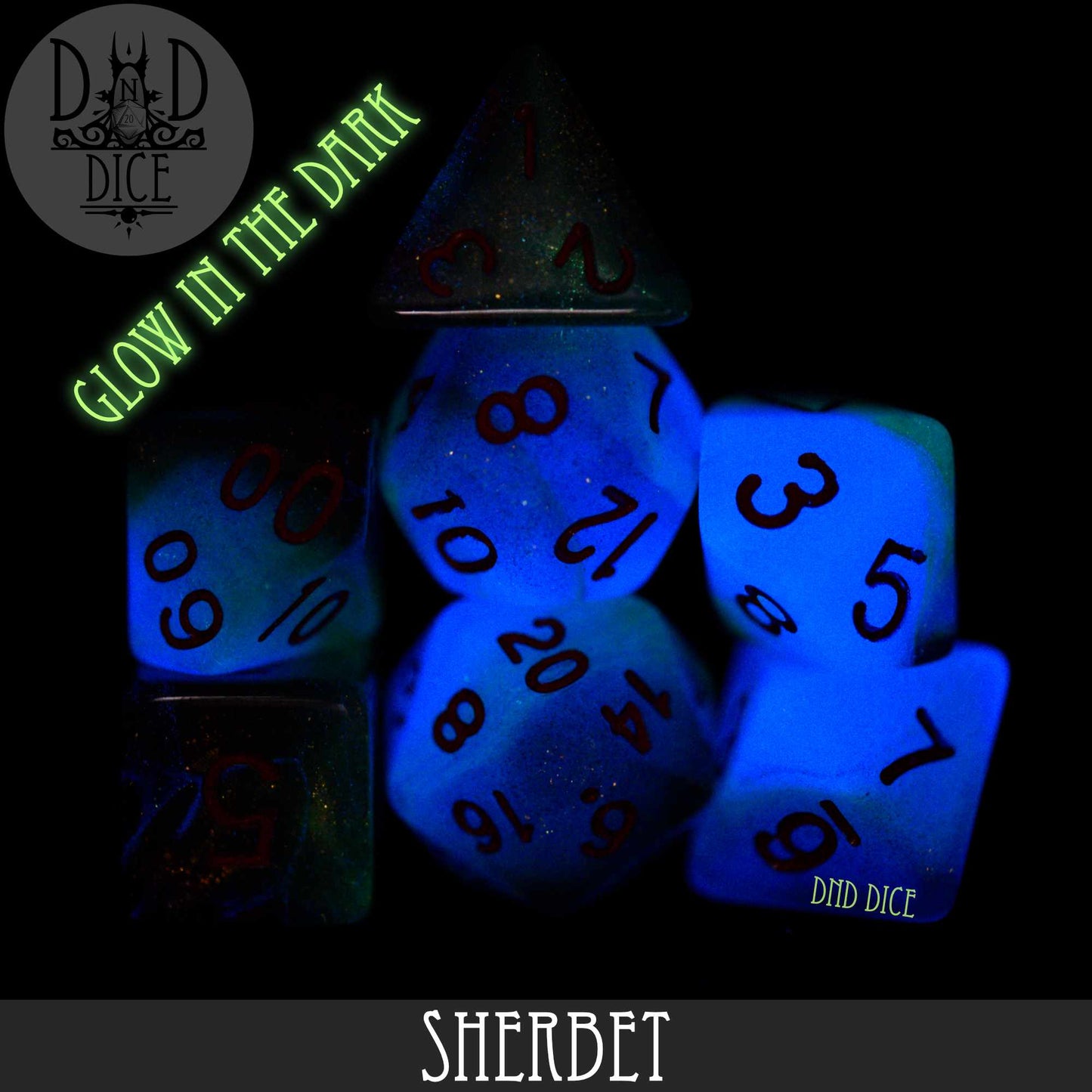 Sherbet Glow in the Dark Dice Set