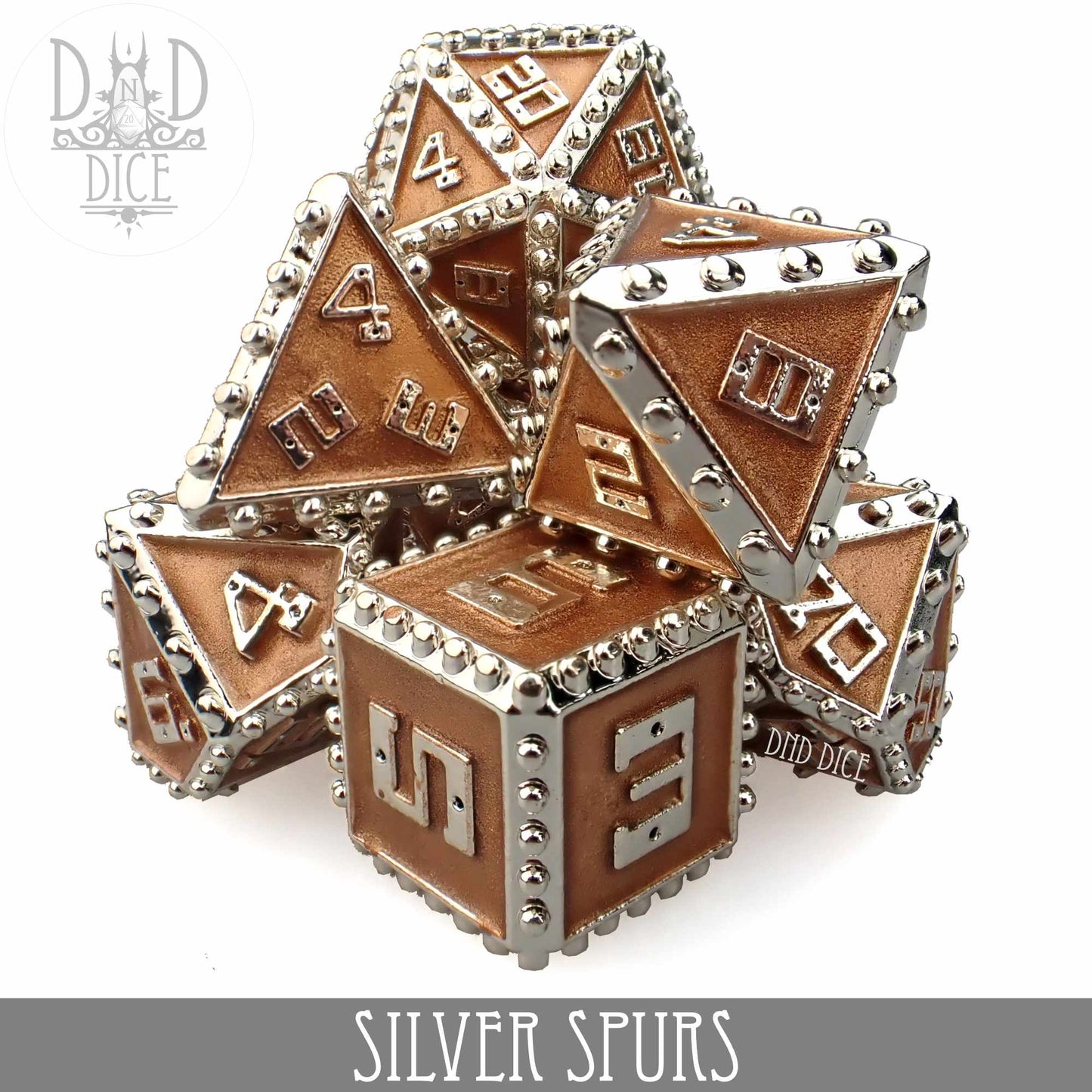 Silver Spurs Metal Dice Set