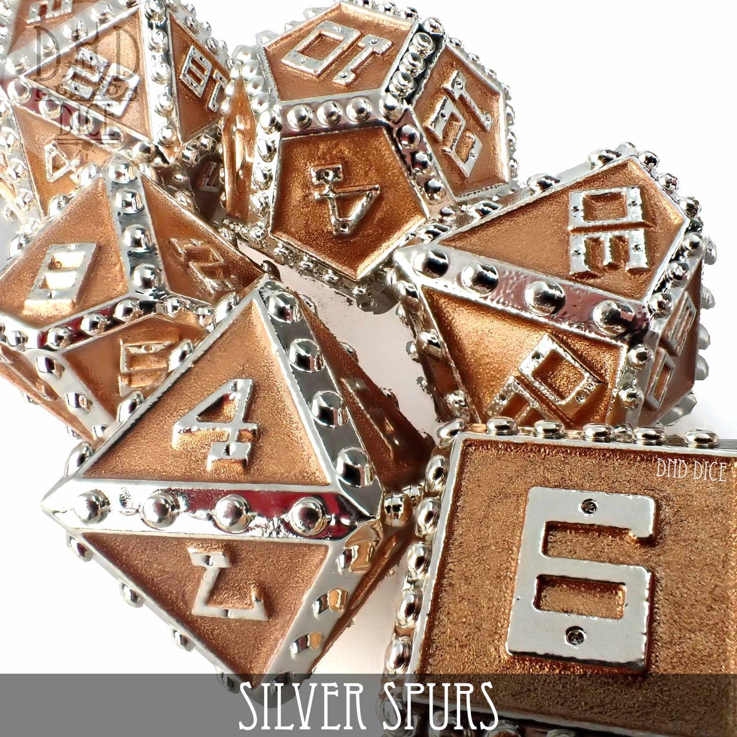 Silver Spurs Metal Dice Set