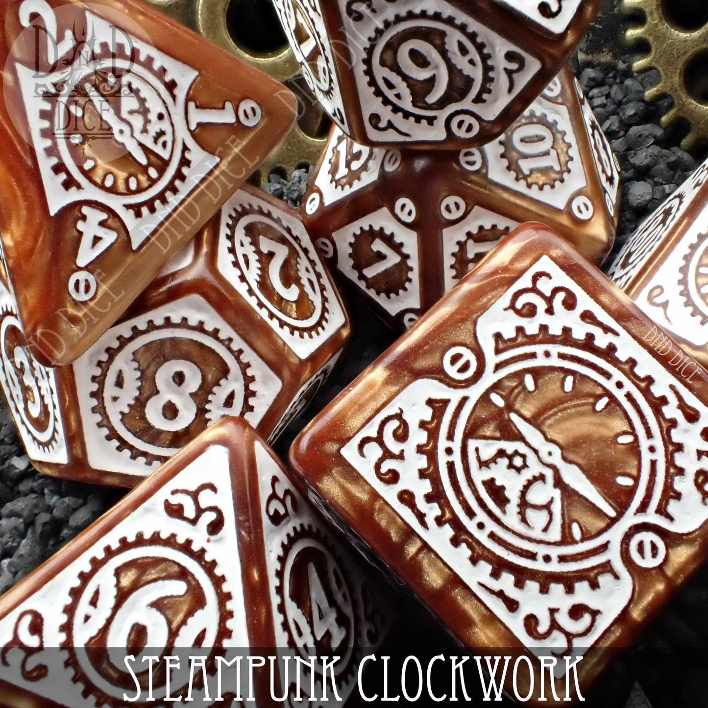 Steampunk Clockwork Caramel Dice Set