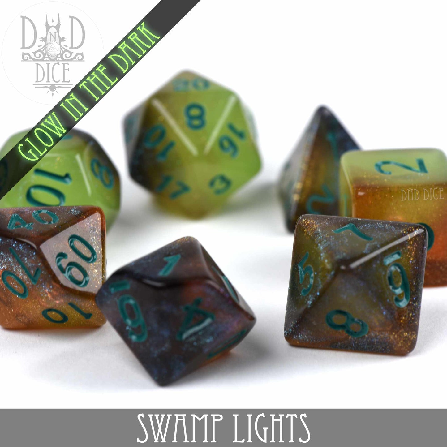 Swamp Lights Glow in the Dark Dice Set