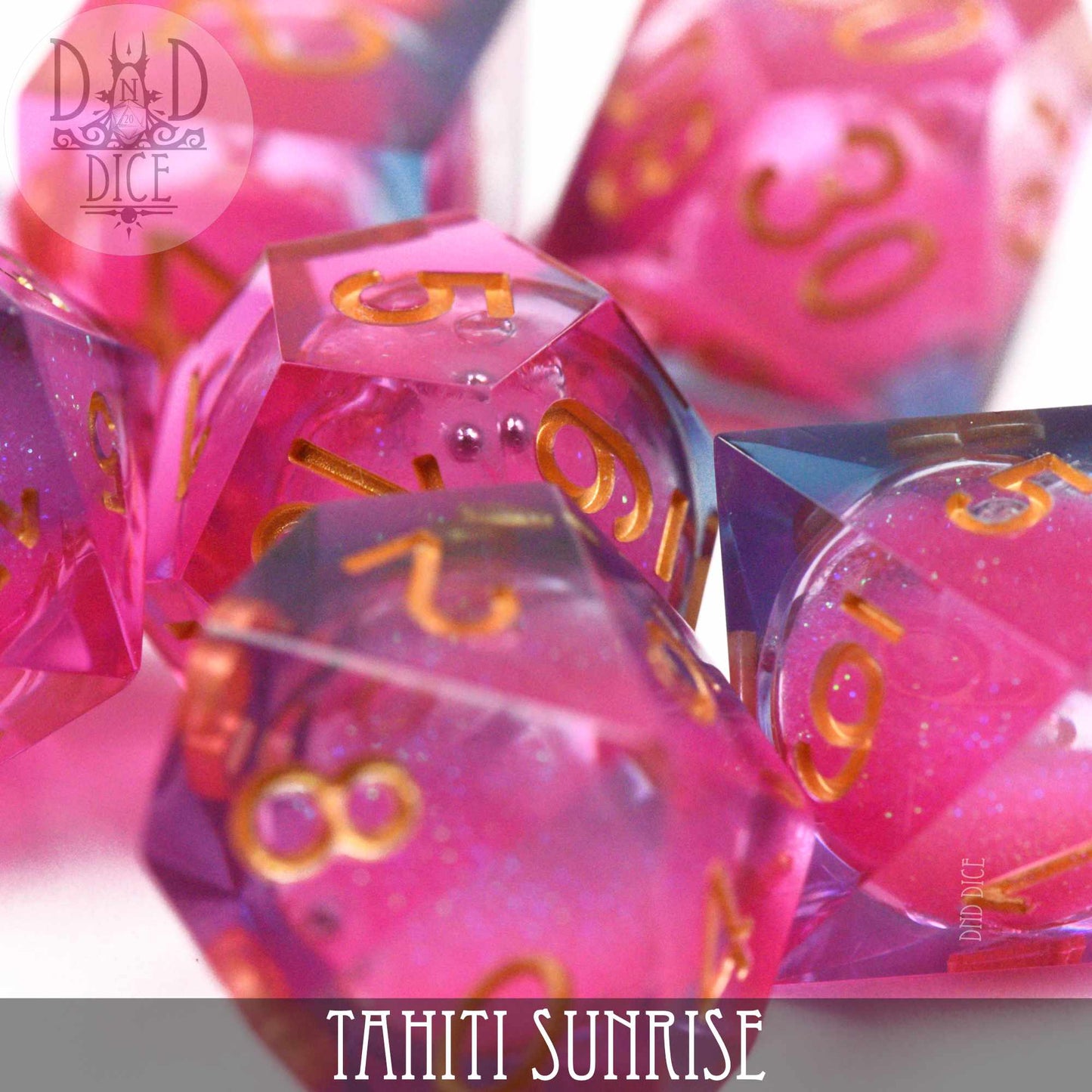 Tahiti Sunrise Liquid Core Dice Set