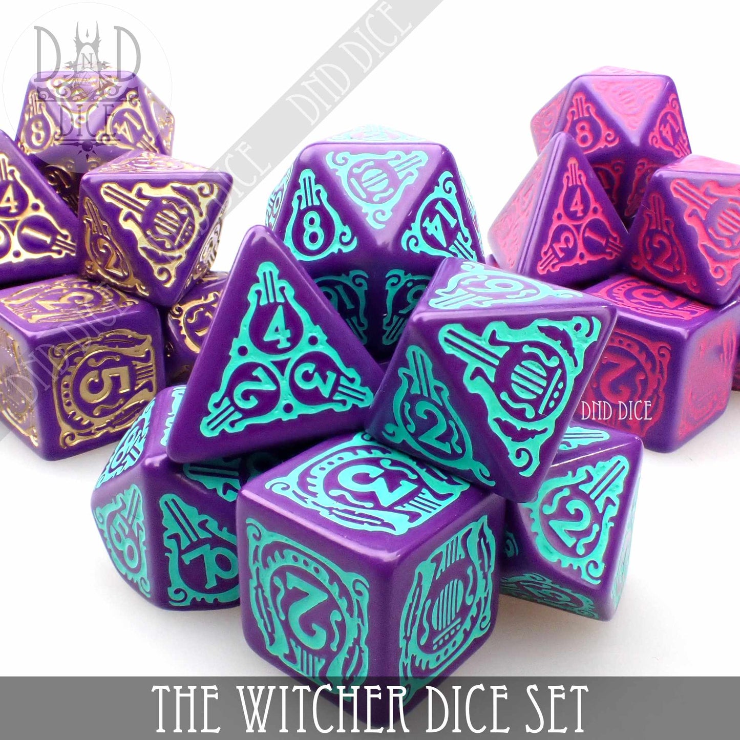 The Witcher Dice Set and Coin - Dandelion / Jaskier