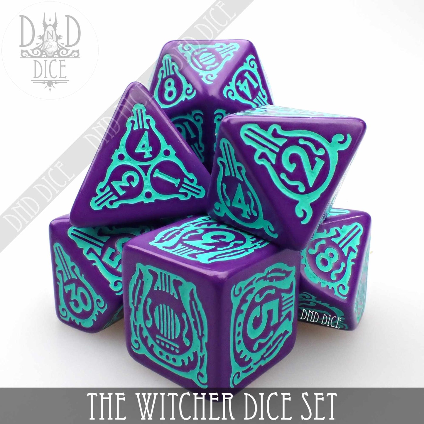 The Witcher Dice Set and Coin - Dandelion / Jaskier