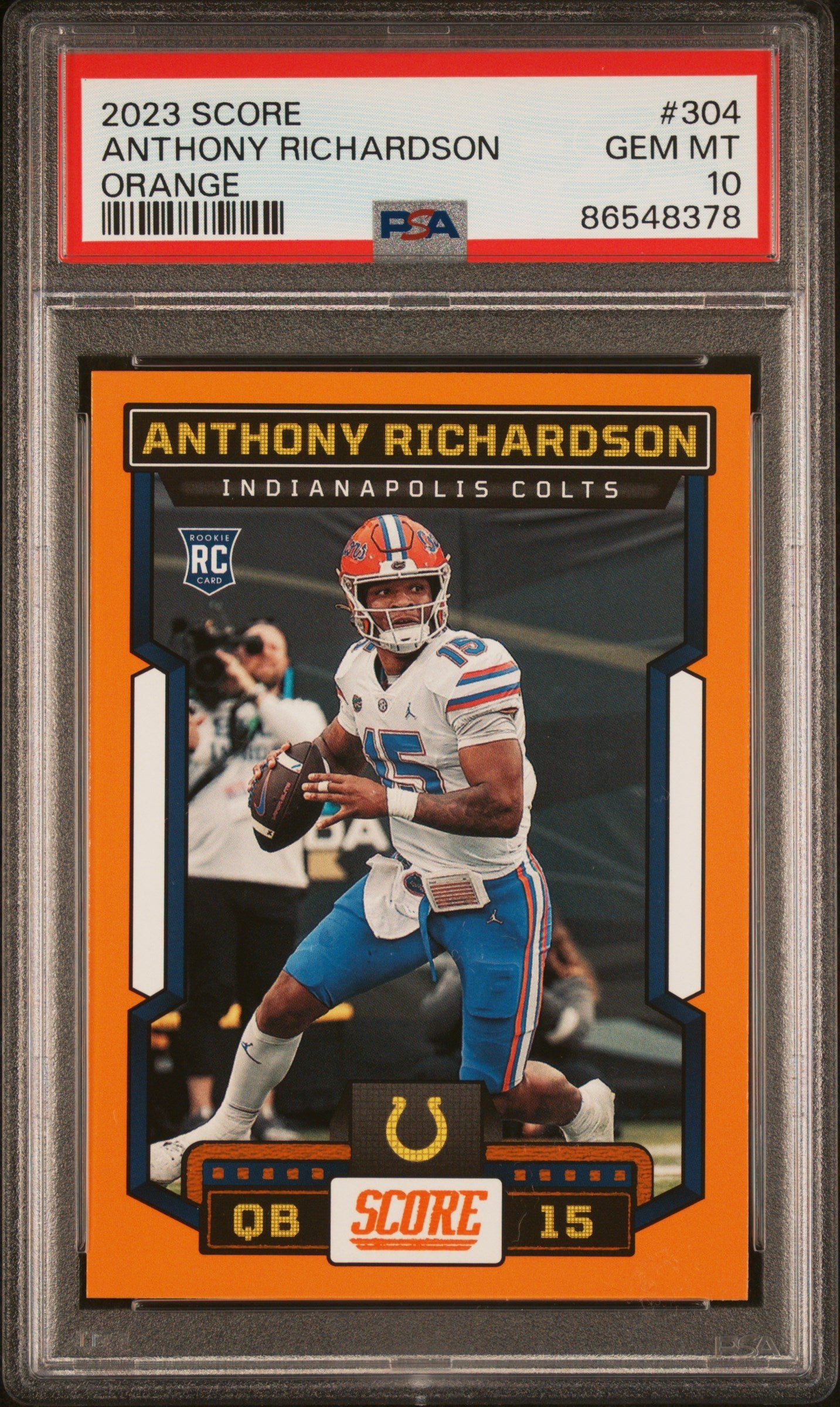 Graded 2023 Panini Score Anthony Richardson #304 Orange Rookie RC Football Card PSA 10 Gem Mint - Golden Apple Comics