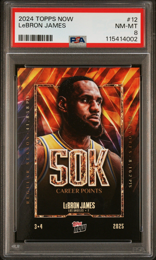 Graded 2024 Topps Now LeBron James #12 Basketball Card PSA 8 Near Mint