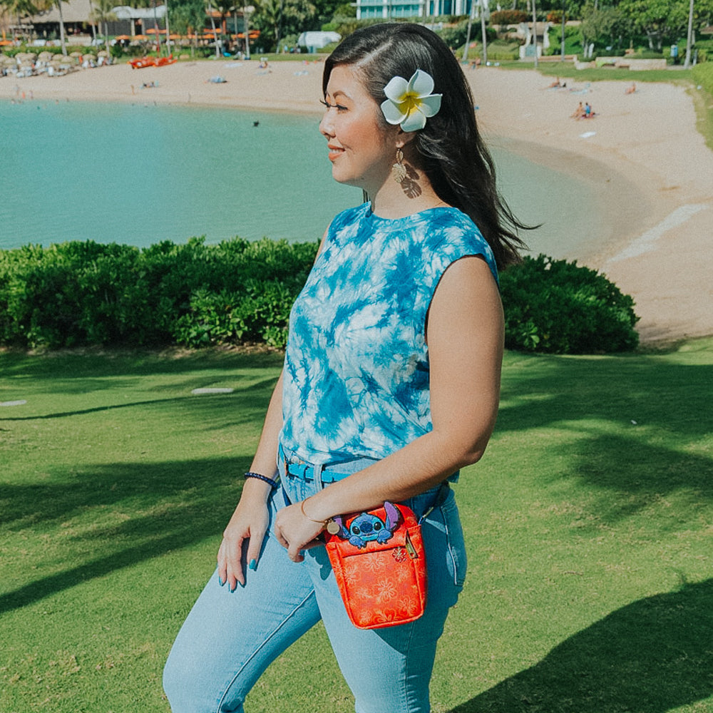 Lilo & Stitch Patch Hibiscus Flowers Crossbody Wallet