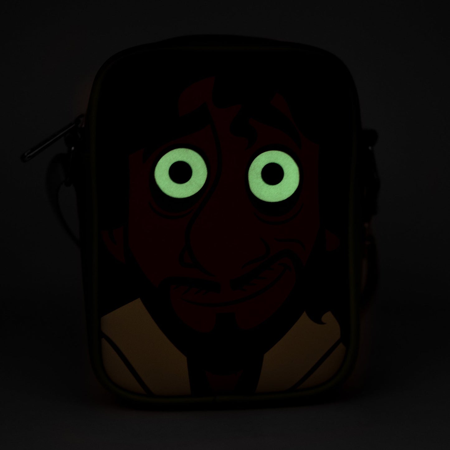 Disney Bag, Cross Body, Encanto Bruno Character Face Close Up with GITD Eyes, Green, Vegan Leather