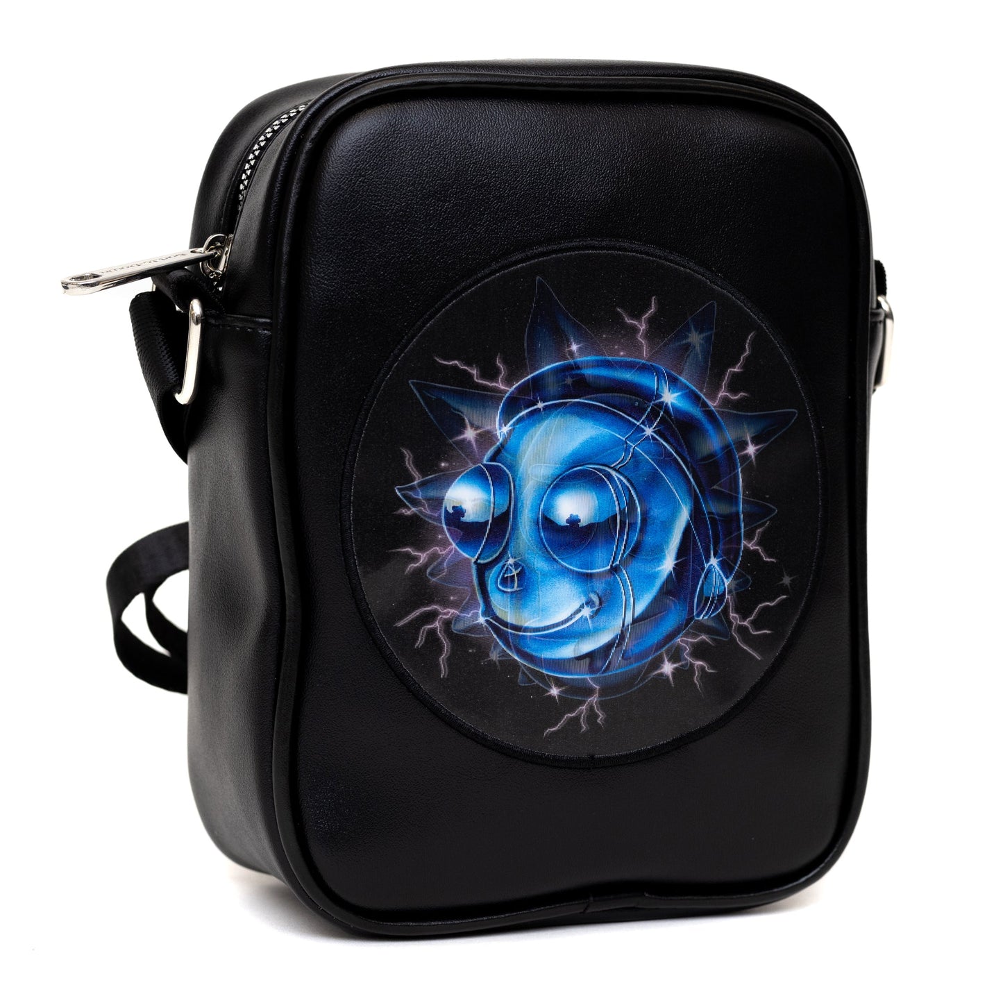 Rick and Morty Bag, Cross Body, Rick and Morty Lenticular Face Expression Applique, Vegan Leather