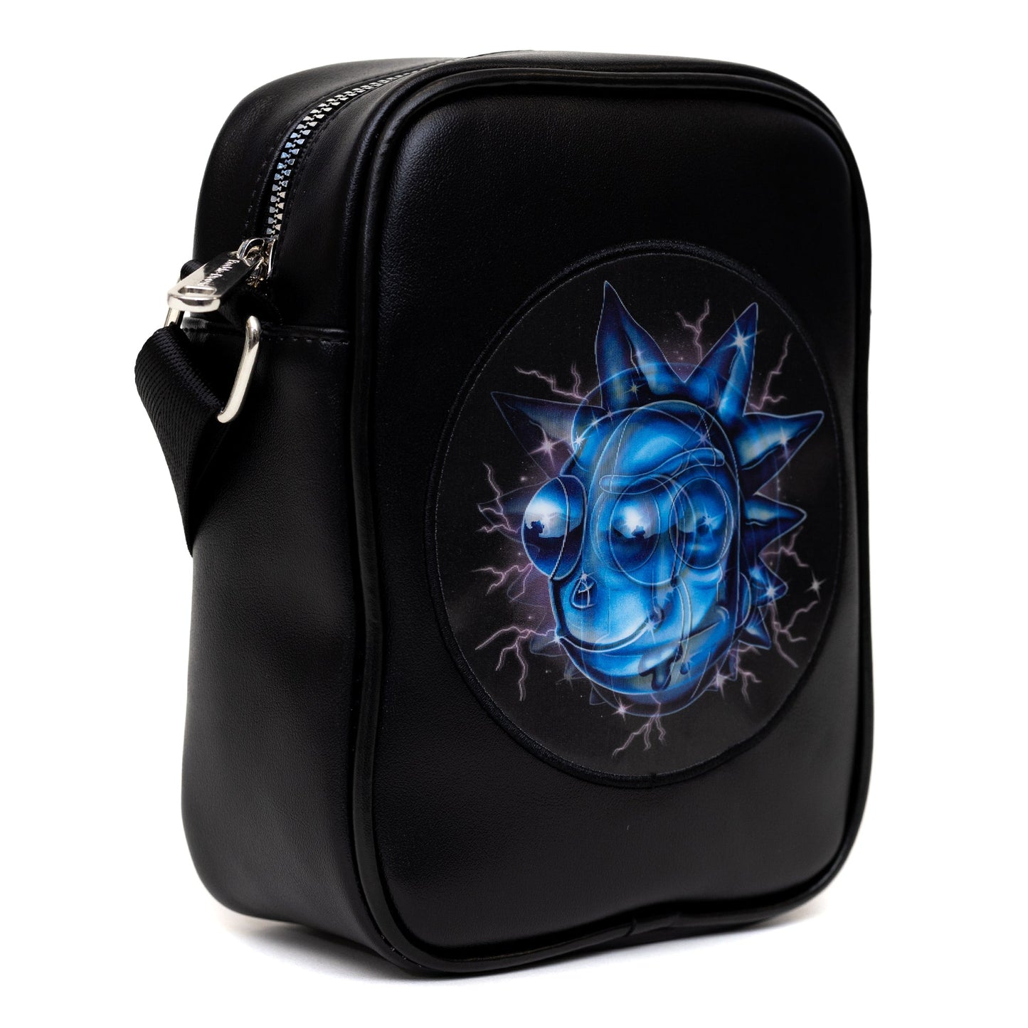 Rick and Morty Bag, Cross Body, Rick and Morty Lenticular Face Expression Applique, Vegan Leather