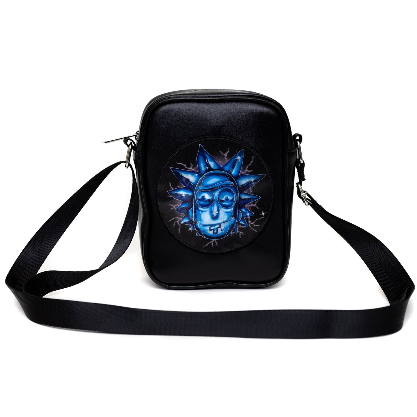 Rick and Morty Bag, Cross Body, Rick and Morty Lenticular Face Expression Applique, Vegan Leather