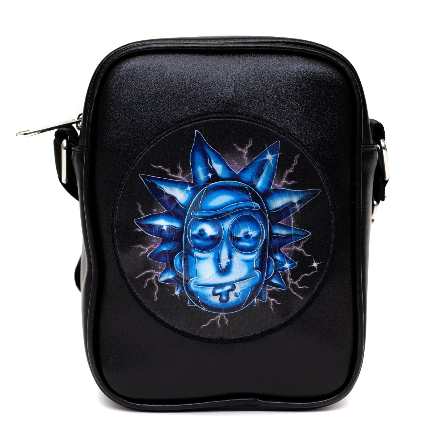 Rick and Morty Bag, Cross Body, Rick and Morty Lenticular Face Expression Applique, Vegan Leather