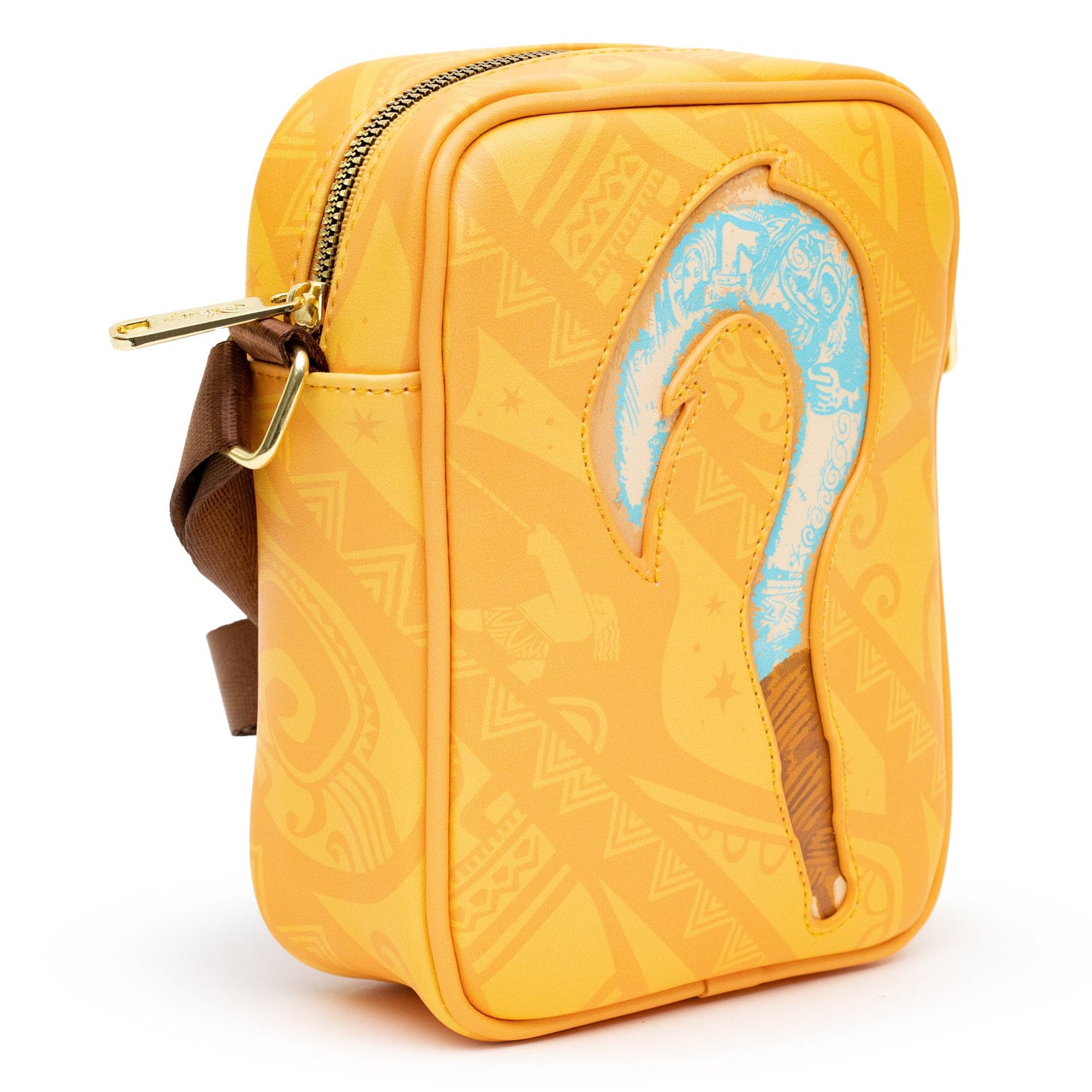 Disney Bag, Cross Body, Moana Maui Glow in the Dark Fish Hook and Pose, Orange, Vegan Leather