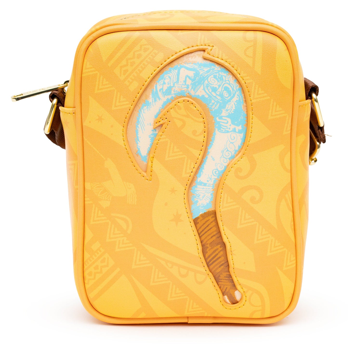 Disney Bag, Cross Body, Moana Maui Glow in the Dark Fish Hook and Pose, Orange, Vegan Leather