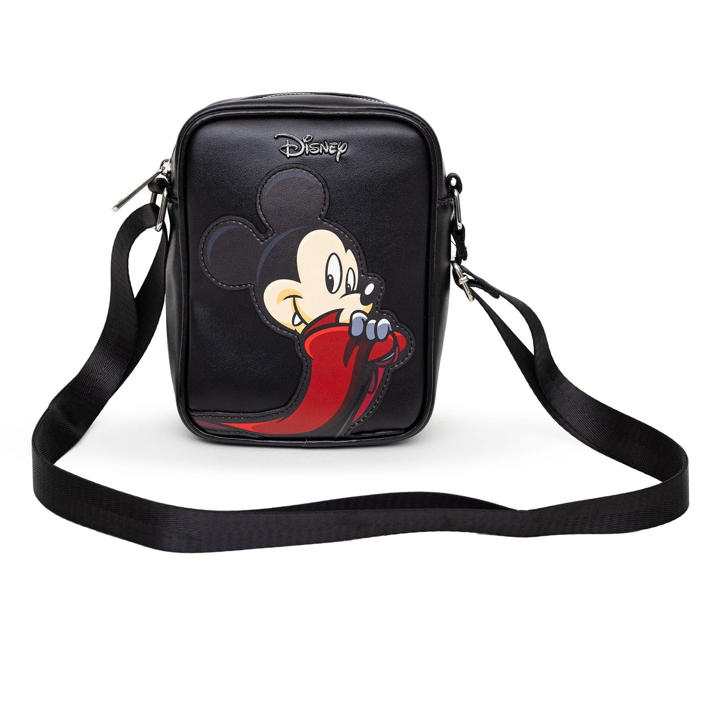 Disney Bag, Cross Body, Halloween Mickey Mouse and Pluto Dracula Poses Black, Vegan Leather