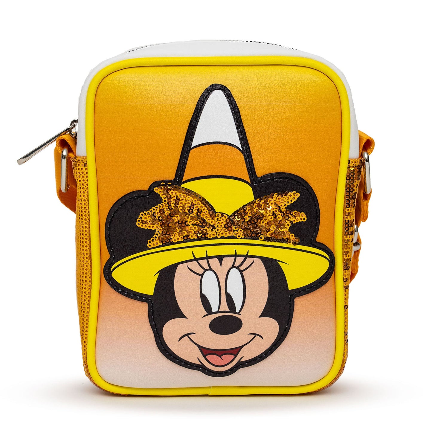 Disney Bag, Cross Body, Minnie Mouse Halloween Witch with Orange Sequin Bow Candy Corn Ombre, Vegan Leather