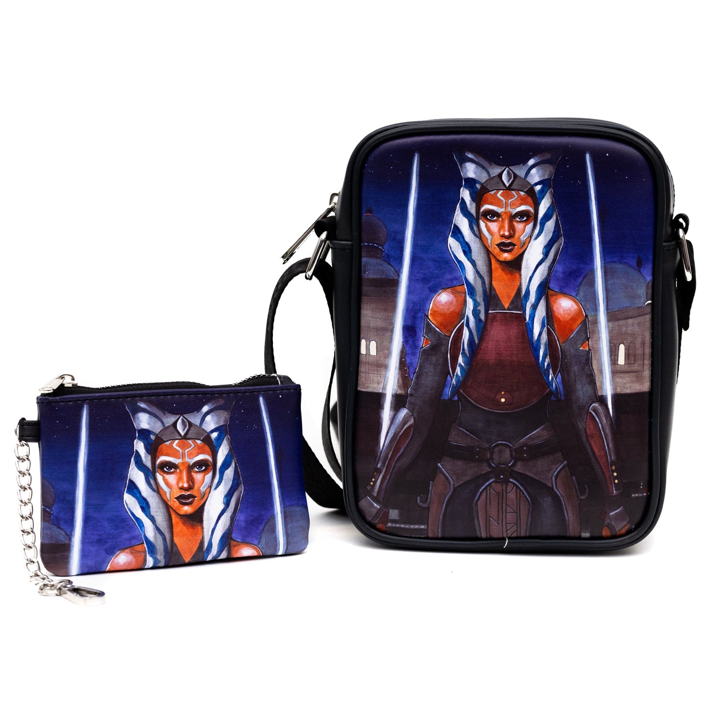 Star Wars Bag and Wallet Combo, Star Wars Ahsoka Tano Pose and Icon Black, Vegan Leather