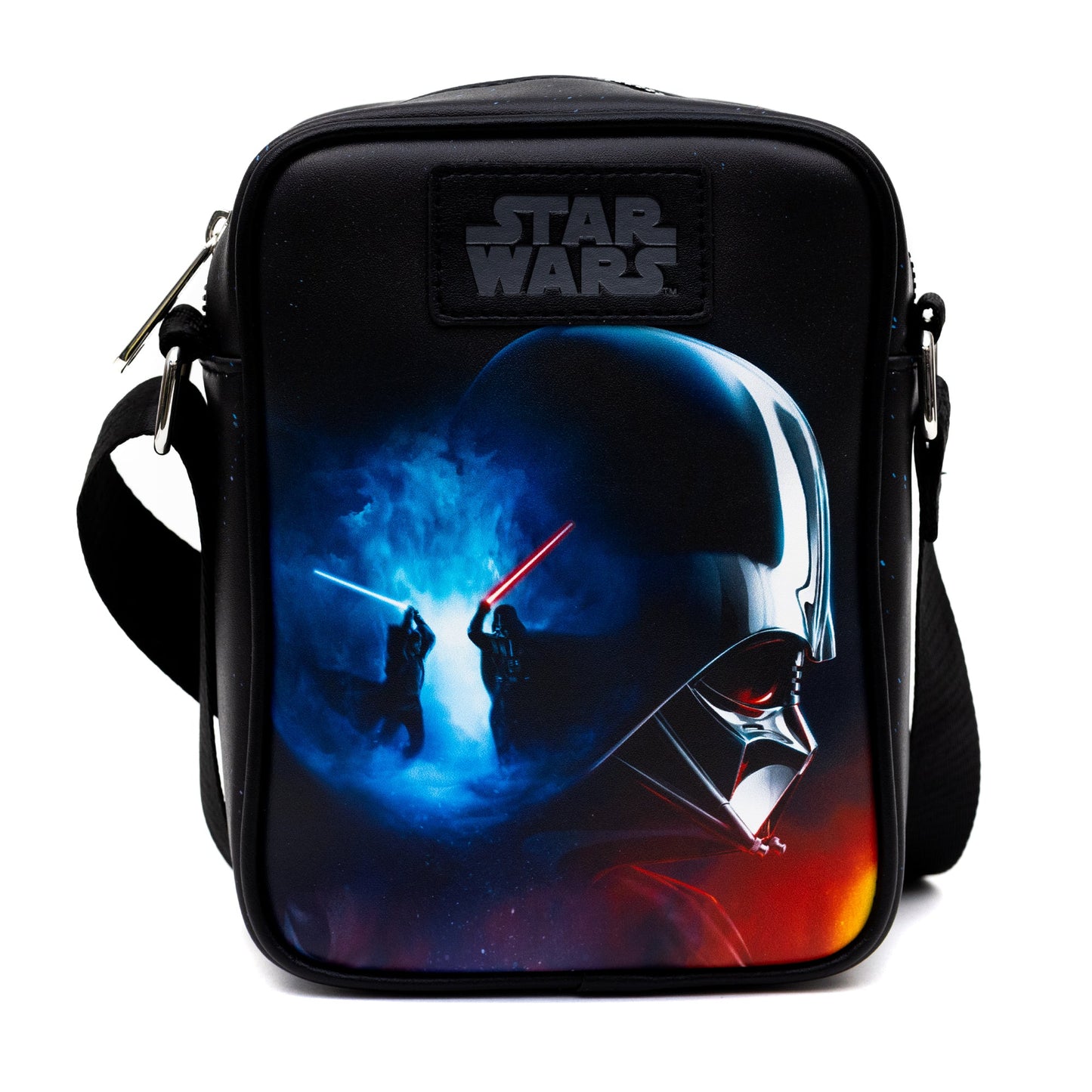 Star Wars Bag and Wallet Combo, Star Wars Darth Vader and Luke Skywalker Battle Scene Black, Vegan Leather