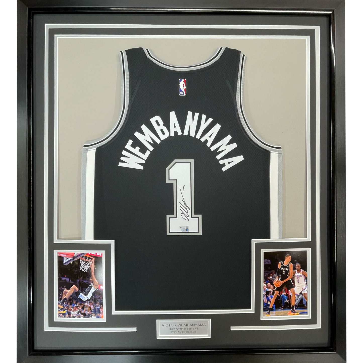 Framed Autographed/Signed Victor Wembanyama 35x39 San Antonio Spurs Black Authentic Swingman Basketball Jersey Fanatics COA - Golden Apple Comics