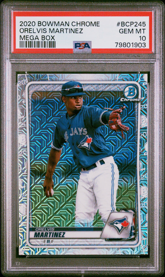 Graded 2020 Topps Bowman Chrome Orelvis Martinez #BCP245 Mega Box Rookie RC Baseball Card PSA 10 Gem Mint