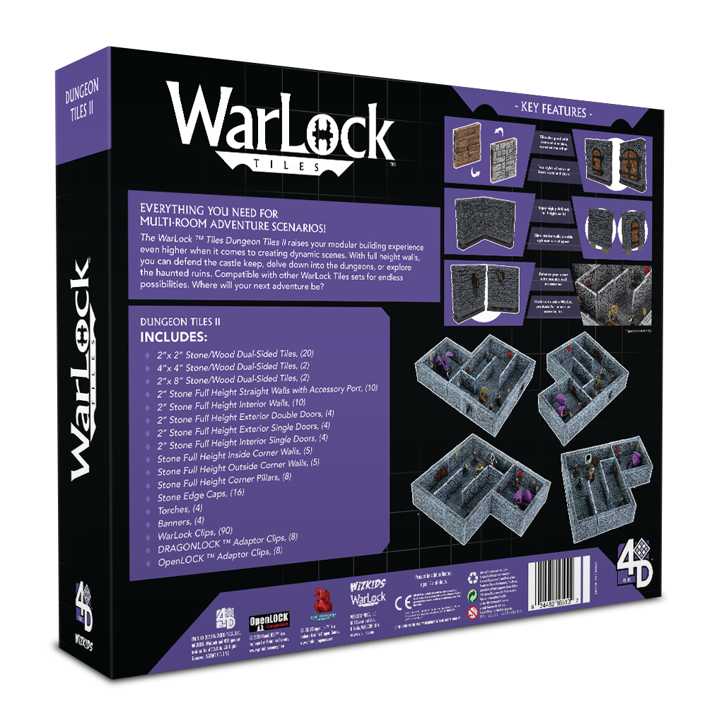 WarLock Tiles: Dungeon Tiles II – Full Height Stone Walls