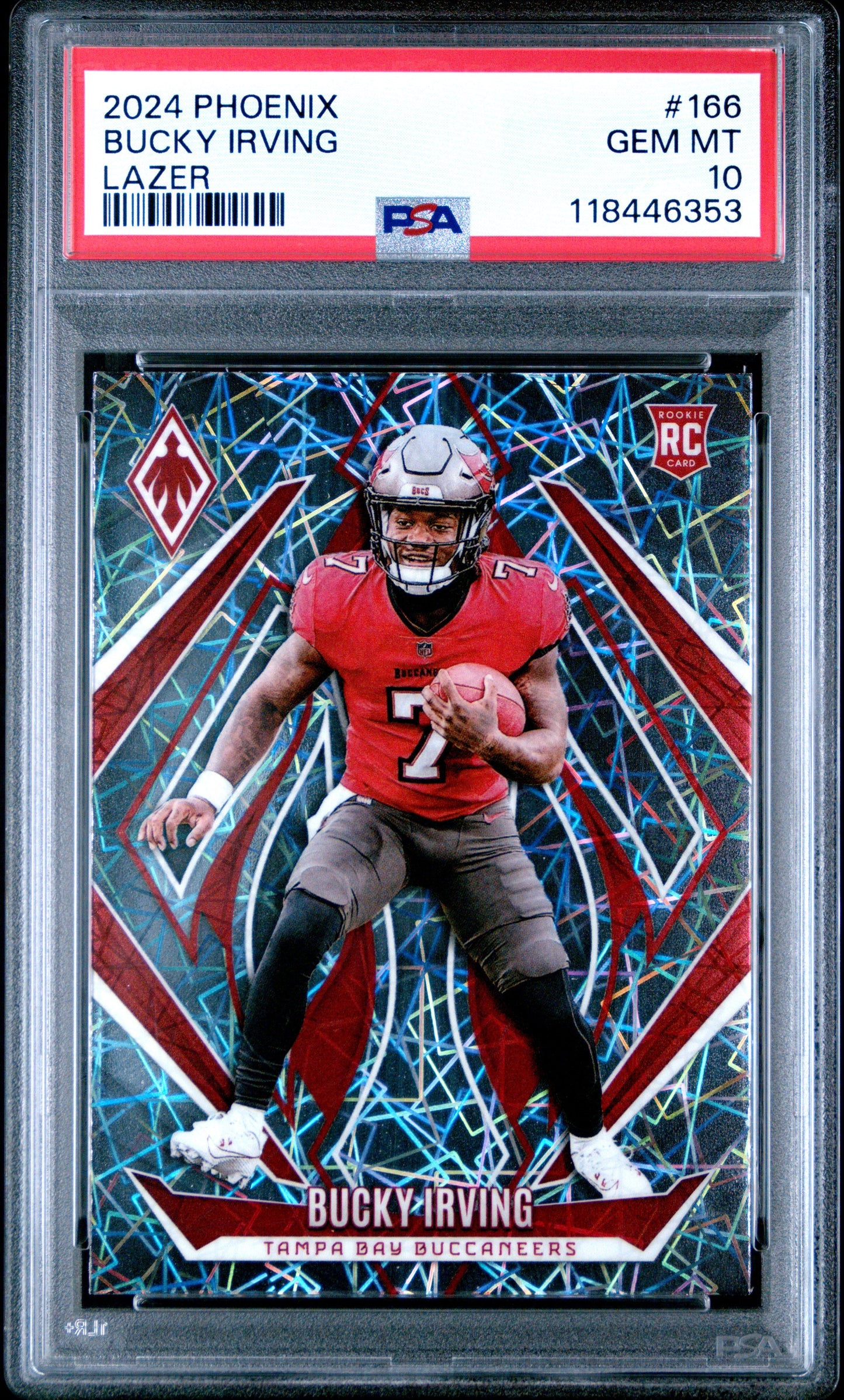 Graded 2024 Panini Phoenix Bucky Irving #166 Lazer Rookie RC Football Card PSA 10 Gem Mint