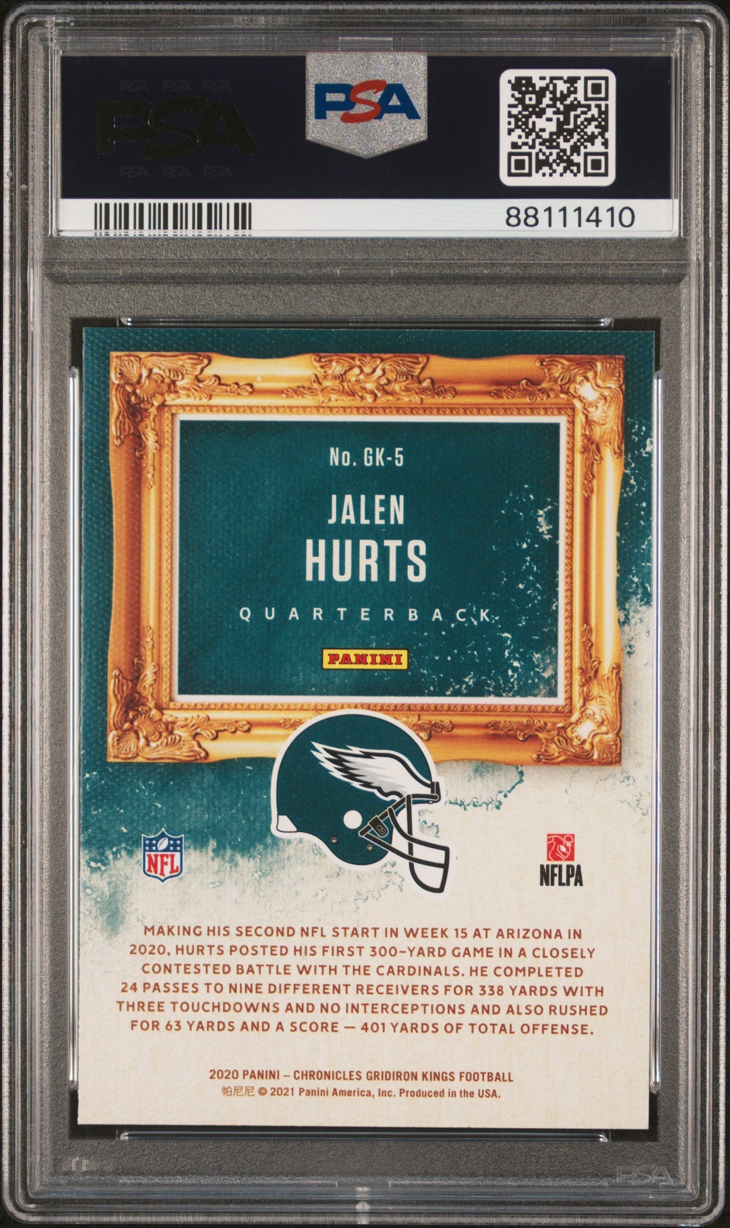 Graded 2020 Panini Chronicles Jalen Hurts #GK5 Gridiron Kings Rookie RC Football Card PSA 10 Gem Mint
