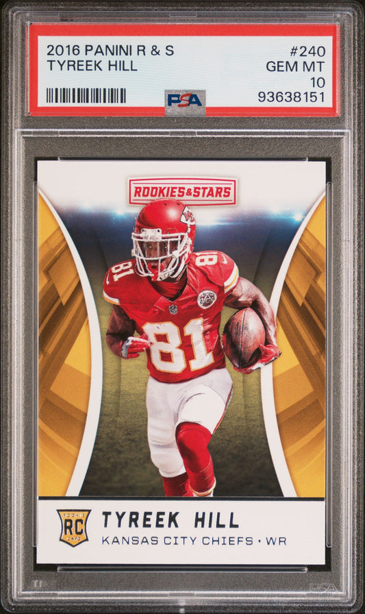 Graded 2016 Panini Rookies & Stars Tyreek Hill #240 Rookie RC Football Card PSA 10 Gem Mint