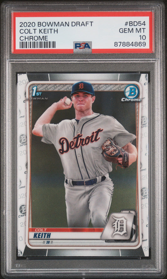 Graded 2020 Topps Bowman Draft Colt Keith #BD54 Chrome Rookie RC Baseball Card PSA 10 Gem Mint