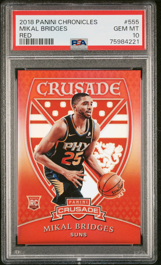 Graded 2018 Panini Chronicles Mikal Bridges #555 Red #/149 Rookie RC Basketball Card PSA 10 Gem Mint