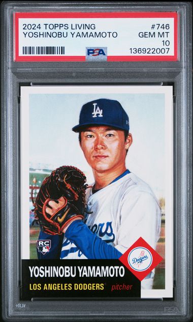 Graded 2024 Topps Living Yoshinobu Yamamoto #746 Rookie RC Baseball Card PSA 10 Gem Mint