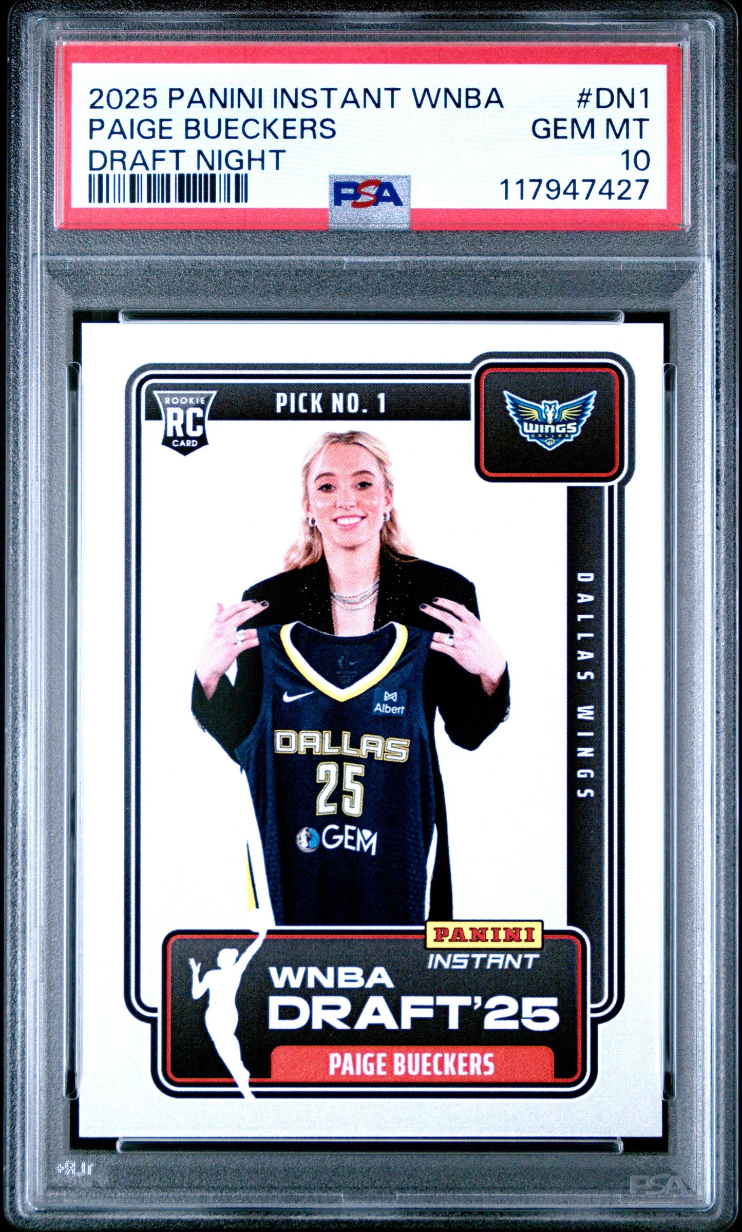 Graded 2025 Panini Instant Paige Bueckers #DN1 Draft Night Rookie RC Basketball Card PSA 10 Gem Mint