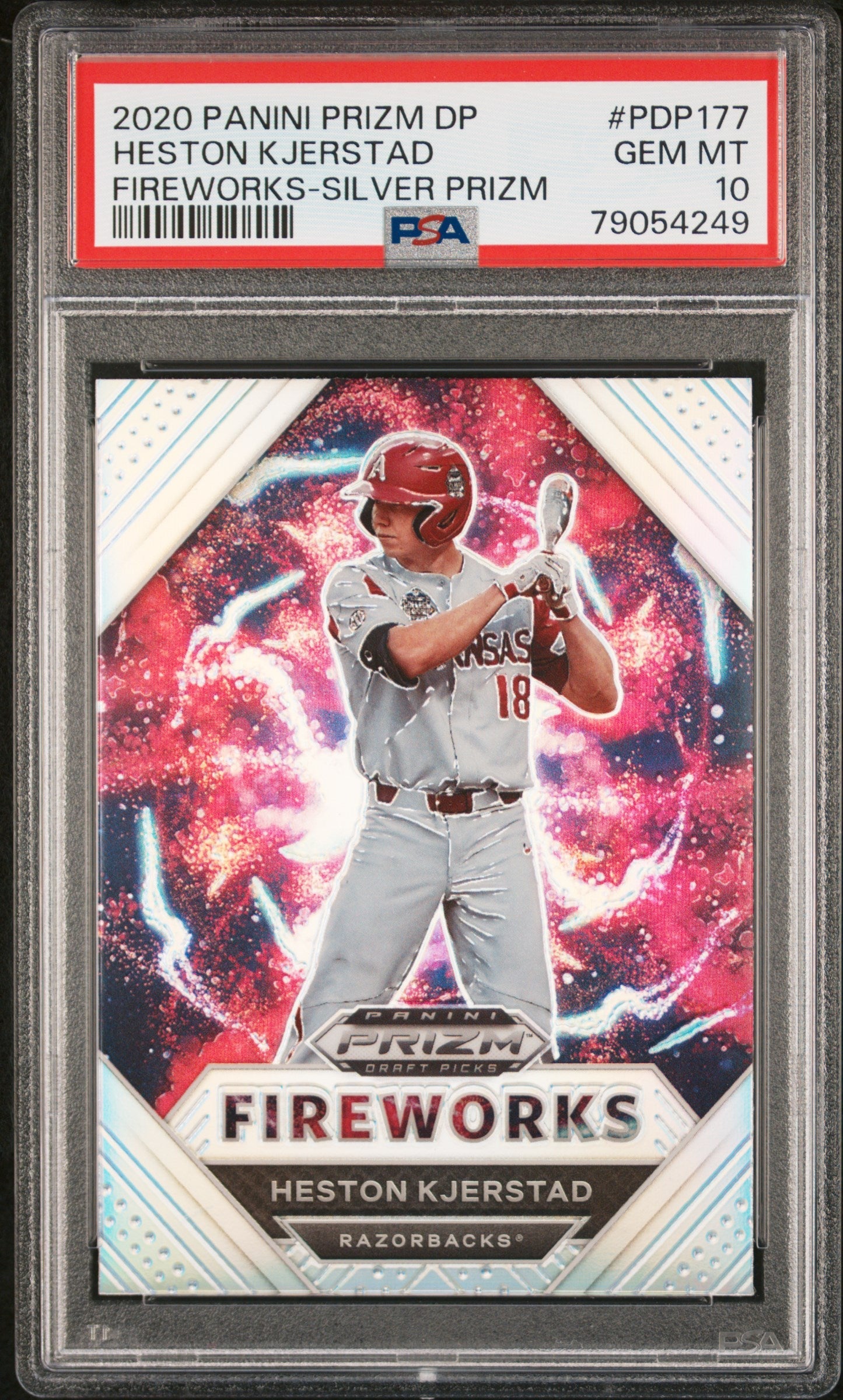 Graded 2020 Panini Prizm Draft Picks Heston Kjerstad #PDP177 Fireworks Silver Prizm Rookie RC Baseball Card PSA 10 Gem Mint