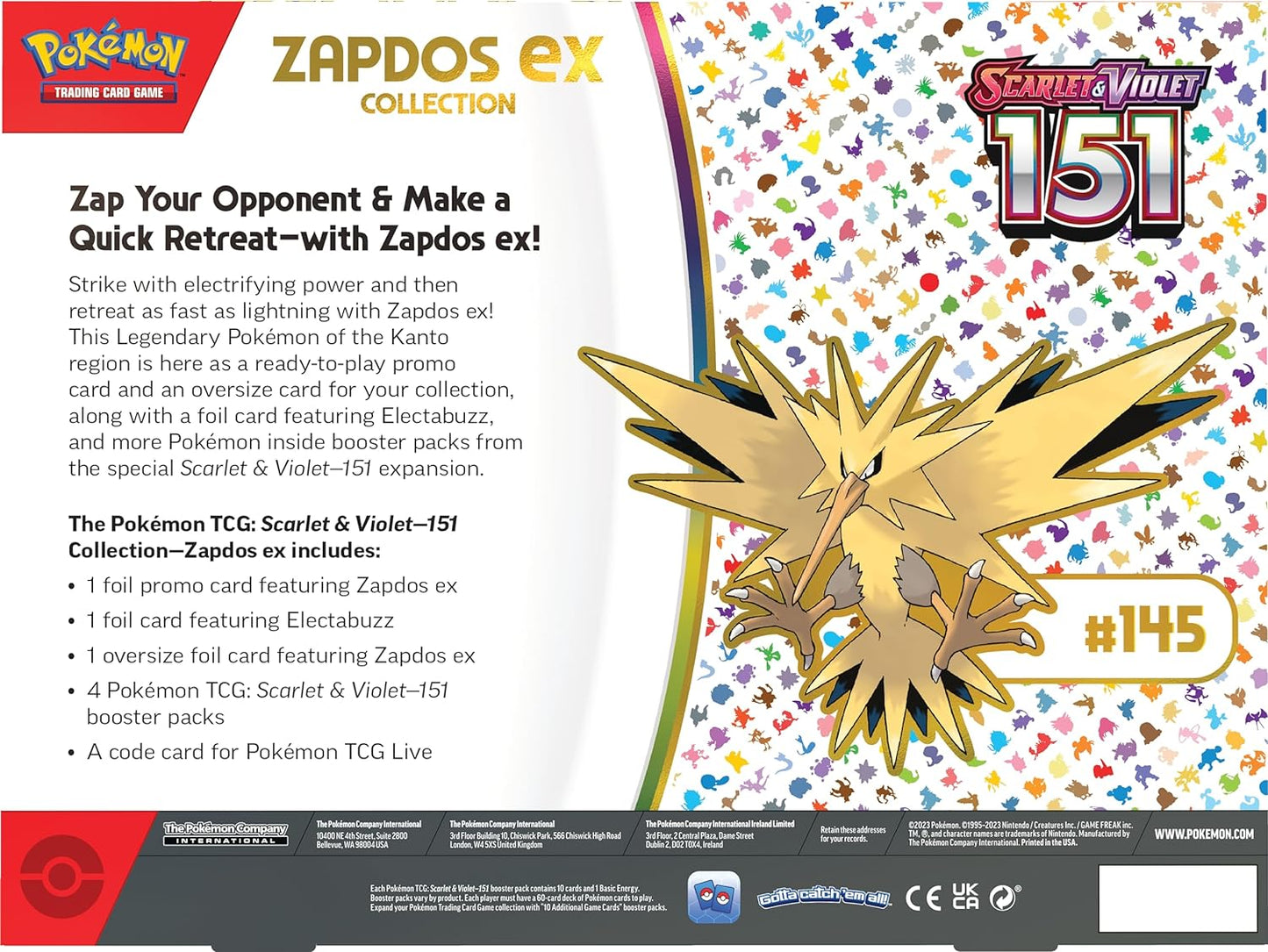 Pokemon TCG: Scarlet & Violet 151 Collection  Zapdos ex Box