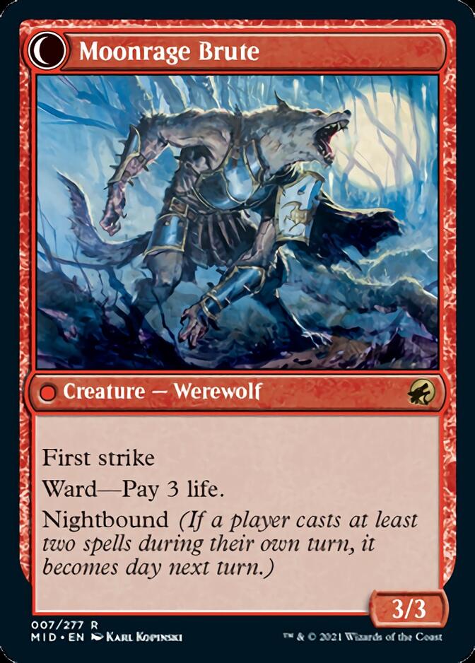 Brutal Cathar // Moonrage Brute (MID-007) - Innistrad: Midnight Hunt: (Double Faced Transform) Foil