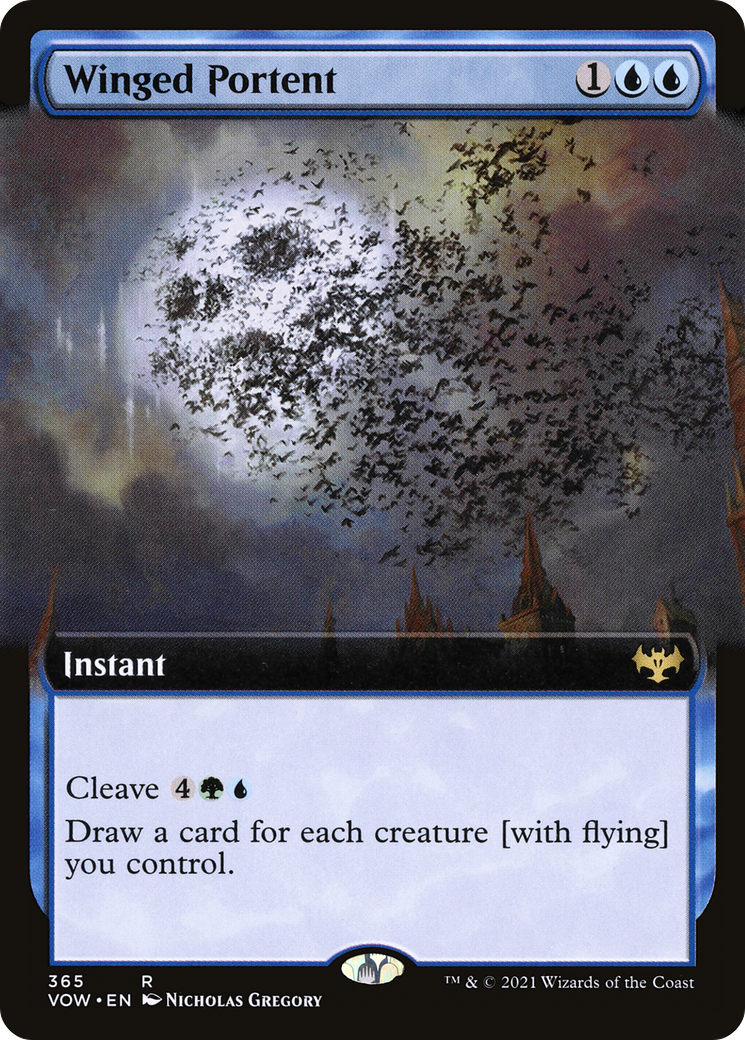 Winged Portent (VOW-365) - Innistrad: Crimson Vow: (Extended Art) Foil