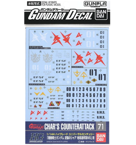 Bandai 2076869 GD-71 HG 1/144 Gundam Char's Counterattack Earth Ver. Waterslide Decal Sheet