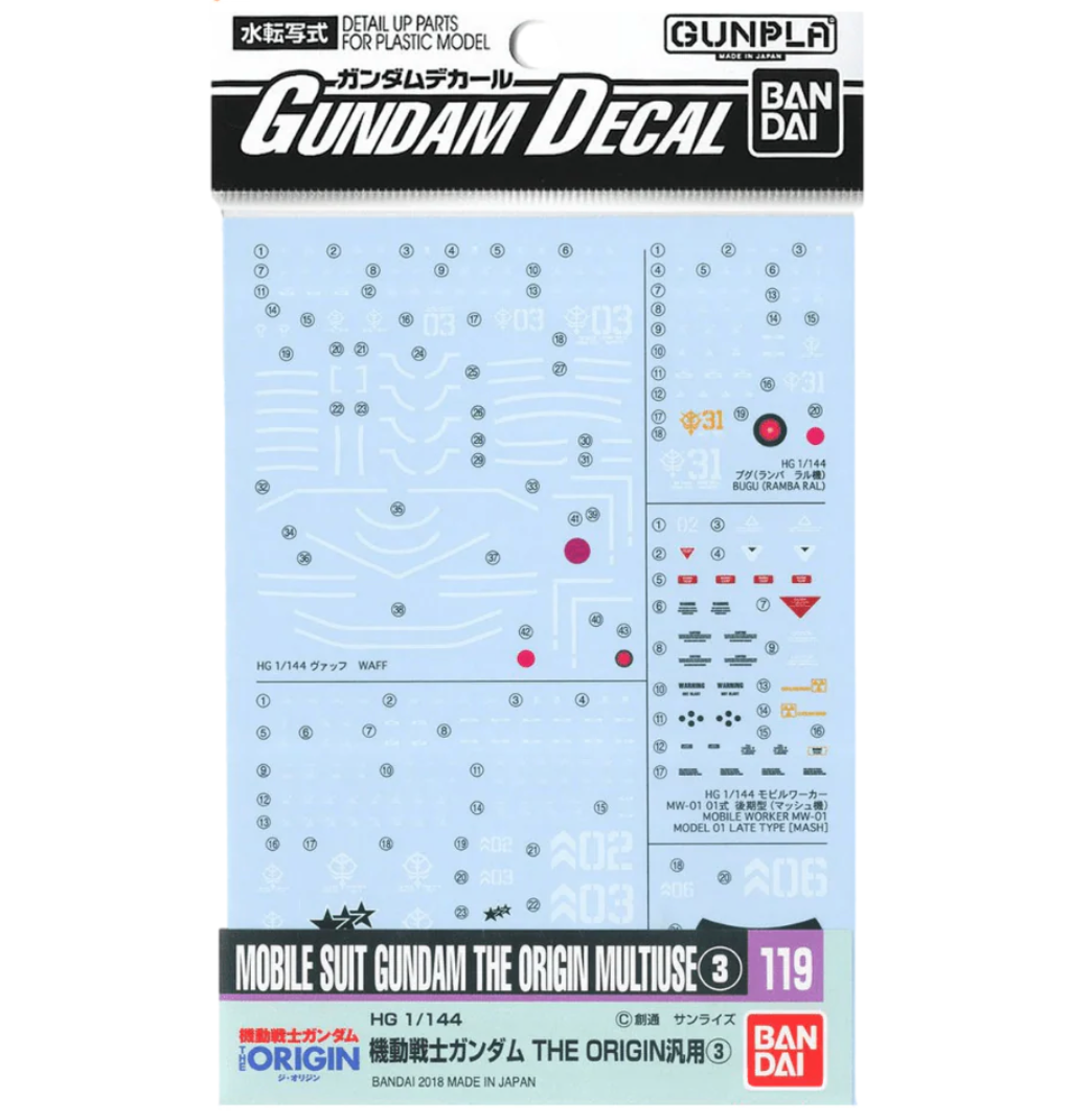Bandai 2421014 GD-119 HG 1/144 Gundam The Origin Multi-Use #3 Waterslide Decal Sheet