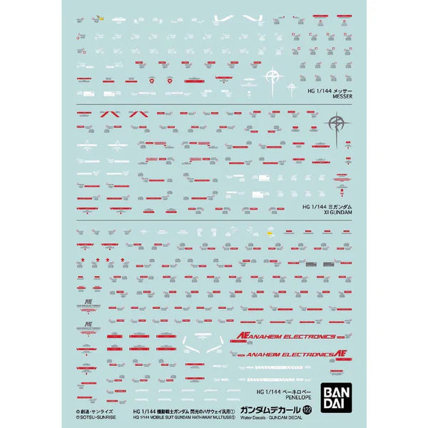 Bandai 2578991 GD-122 HG 1/144 Gundam Hathaway Mobile Suit Multi-Use #1 Waterslide Decal Sheet
