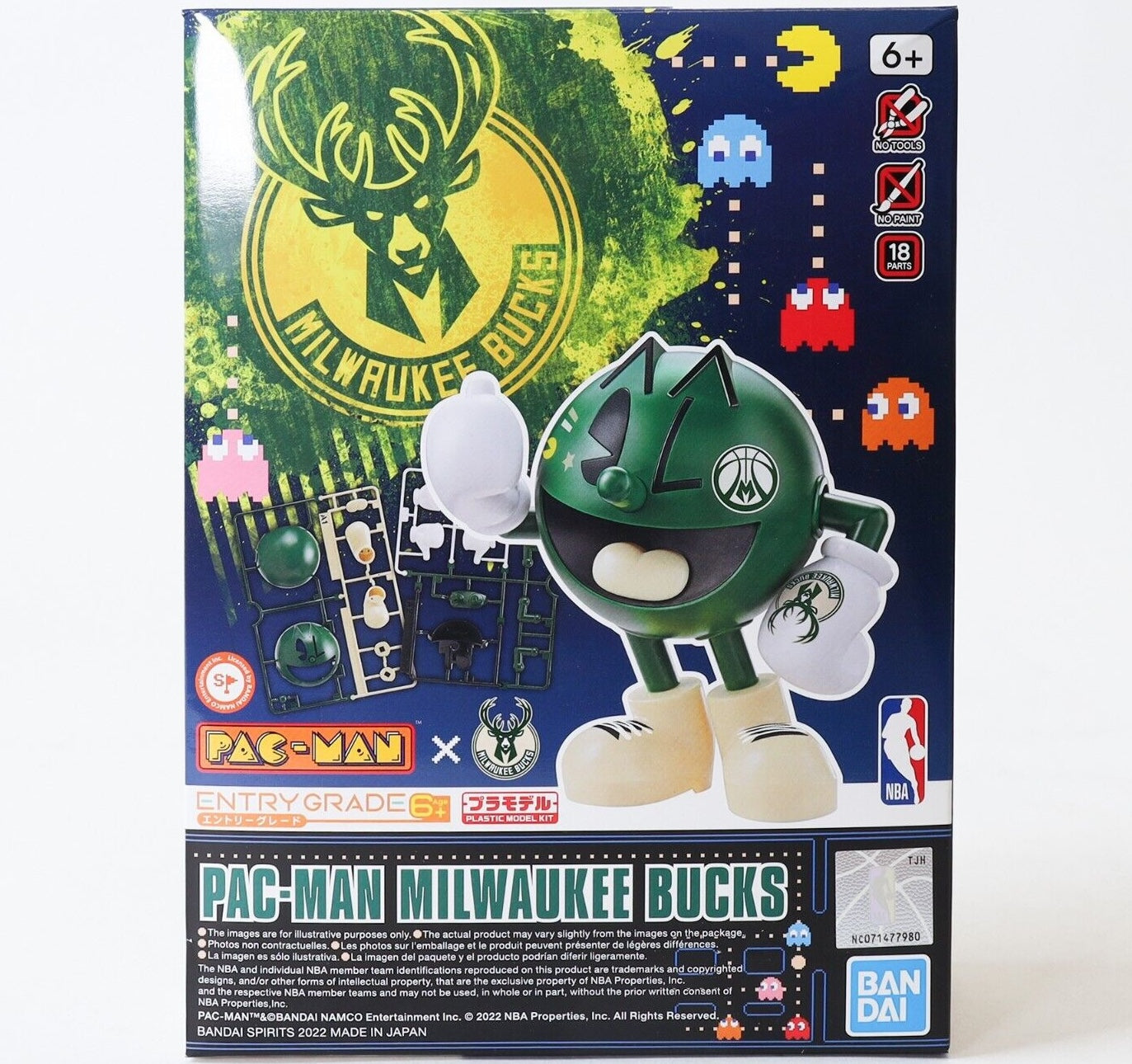 Bandai x NBA 2593840 Entry Grade Milwaukee Bucks Pac-Man Model Kit