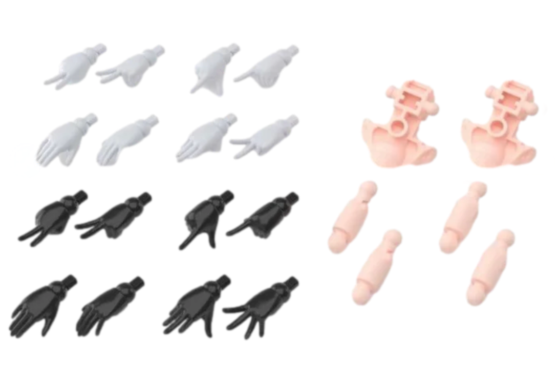 Bandai 2601791 30MS Option Body Parts Hands (White/Black) Accessory Kit 30 Minutes Sisters