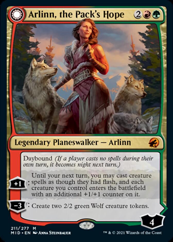 Arlinn, the Pack's Hope // Arlinn, the Moon's Fury (MID-211) - Innistrad: Midnight Hunt: (Double Faced Transform) Foil