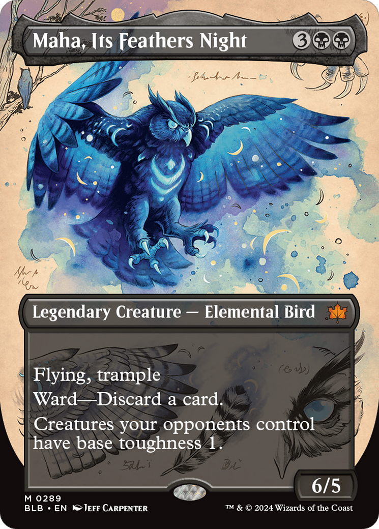 Maha, Its Feathers Night (BLB-289) - Bloomburrow: (Showcase) (Borderless)