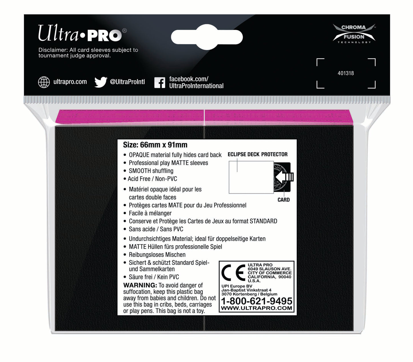 Ultra PRO: Standard 100ct Sleeves - Eclipse Matte (Hot Pink)